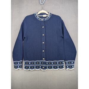 Marvin Knitting Mills Sweater Women's Blue Cardigan Metal Buttons Vintage